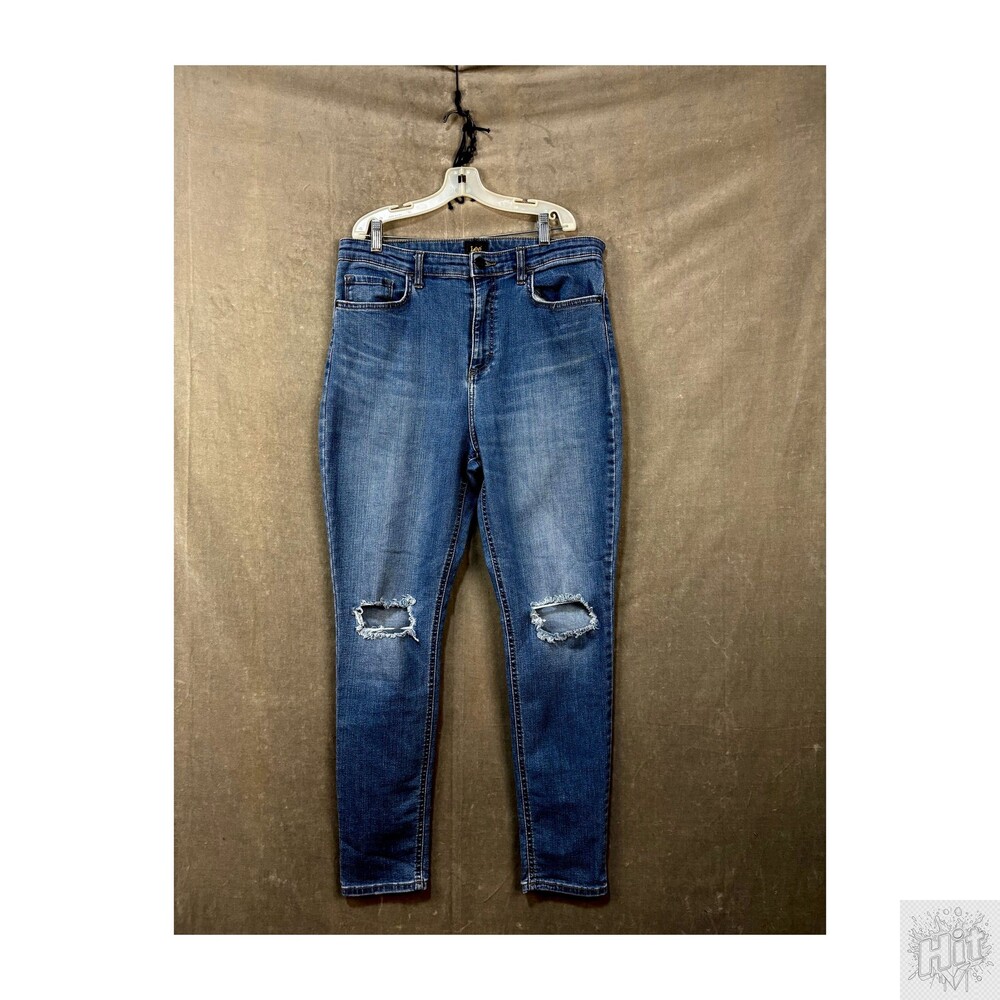 Lee Heritage Straight Women's Jeans Size W28 L32 Medium Wash Ripped Distressed